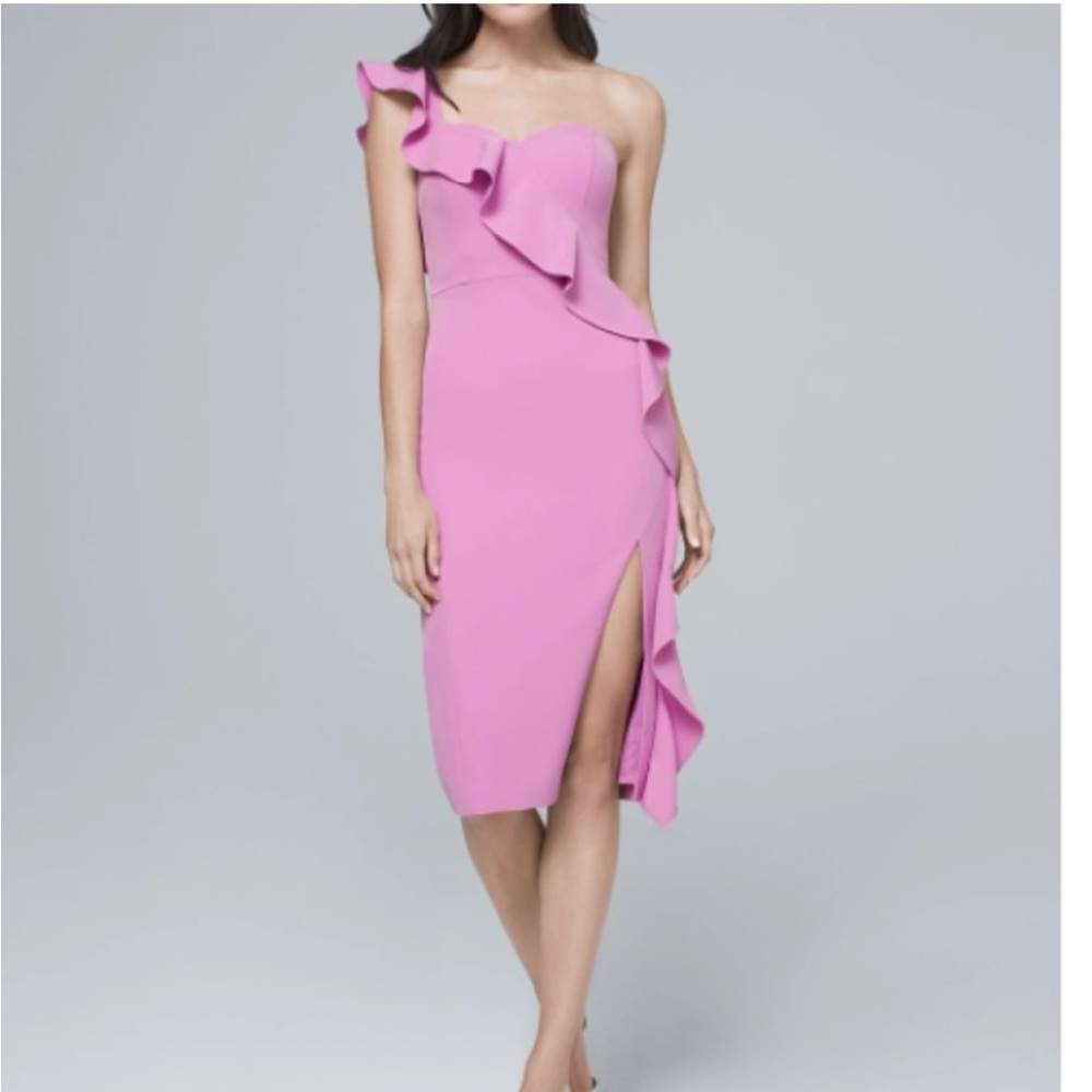 Aidan by Aidan Mattox Adrianna Papell One-Shoulder Crepe Dress in Lilac Size 6